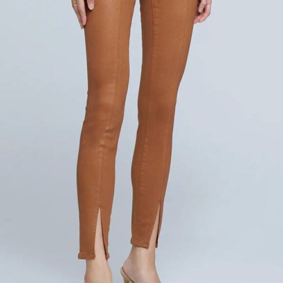 NWT L’AGENCE Jyothi High Rise Split Ankle Jean in Cognac Coated in Size 26 - Picture 3 of 11
